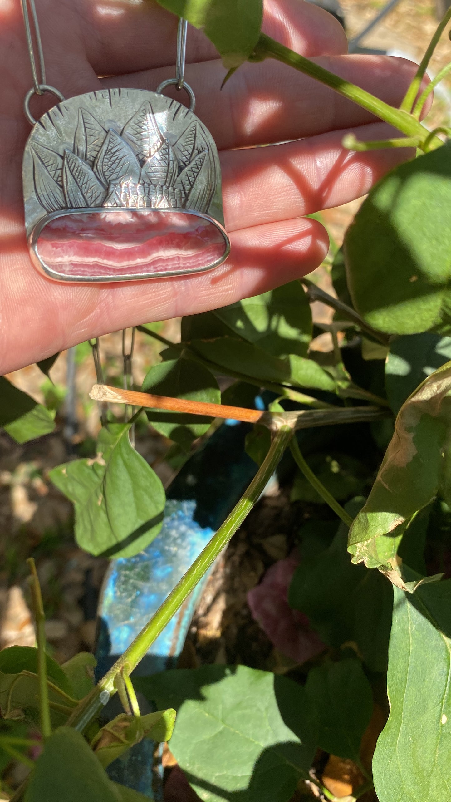 Rhodochrosite Field of Love Lotus Bloom Necklace