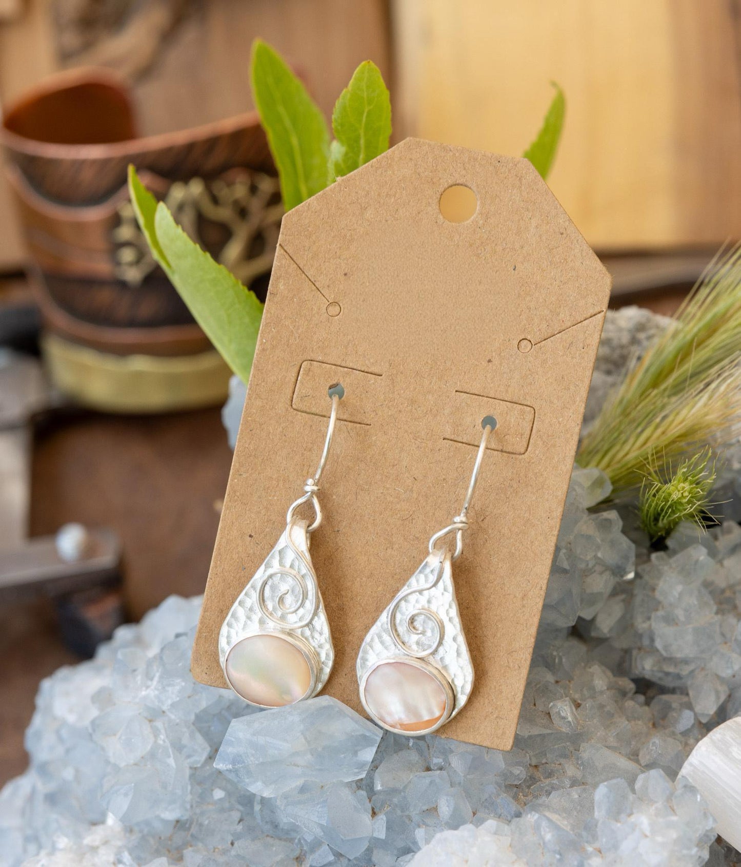 Pearl Swirl: Sterling Silver Spiral Earrings