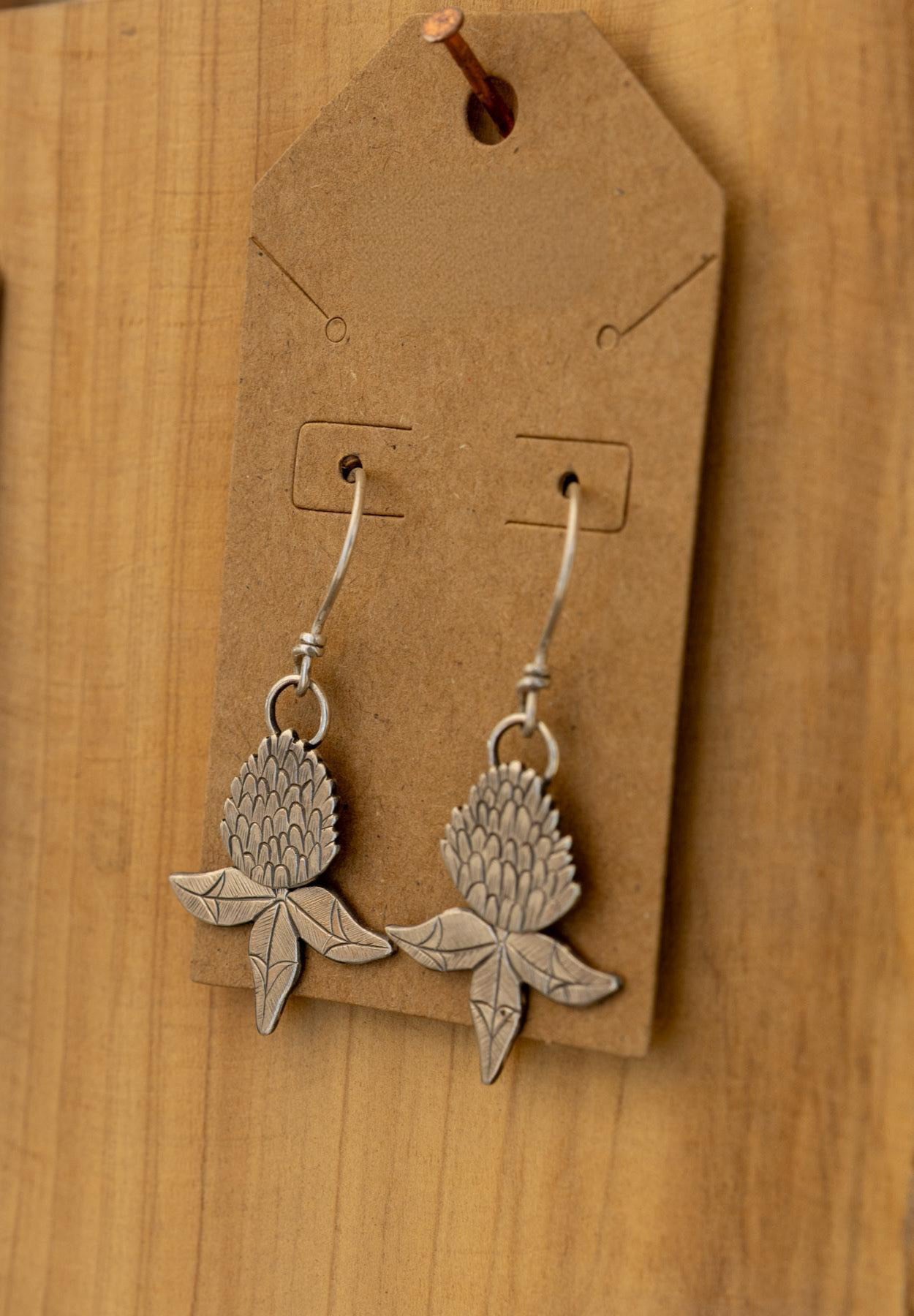 Red Clover: Sterling Silver Earrings