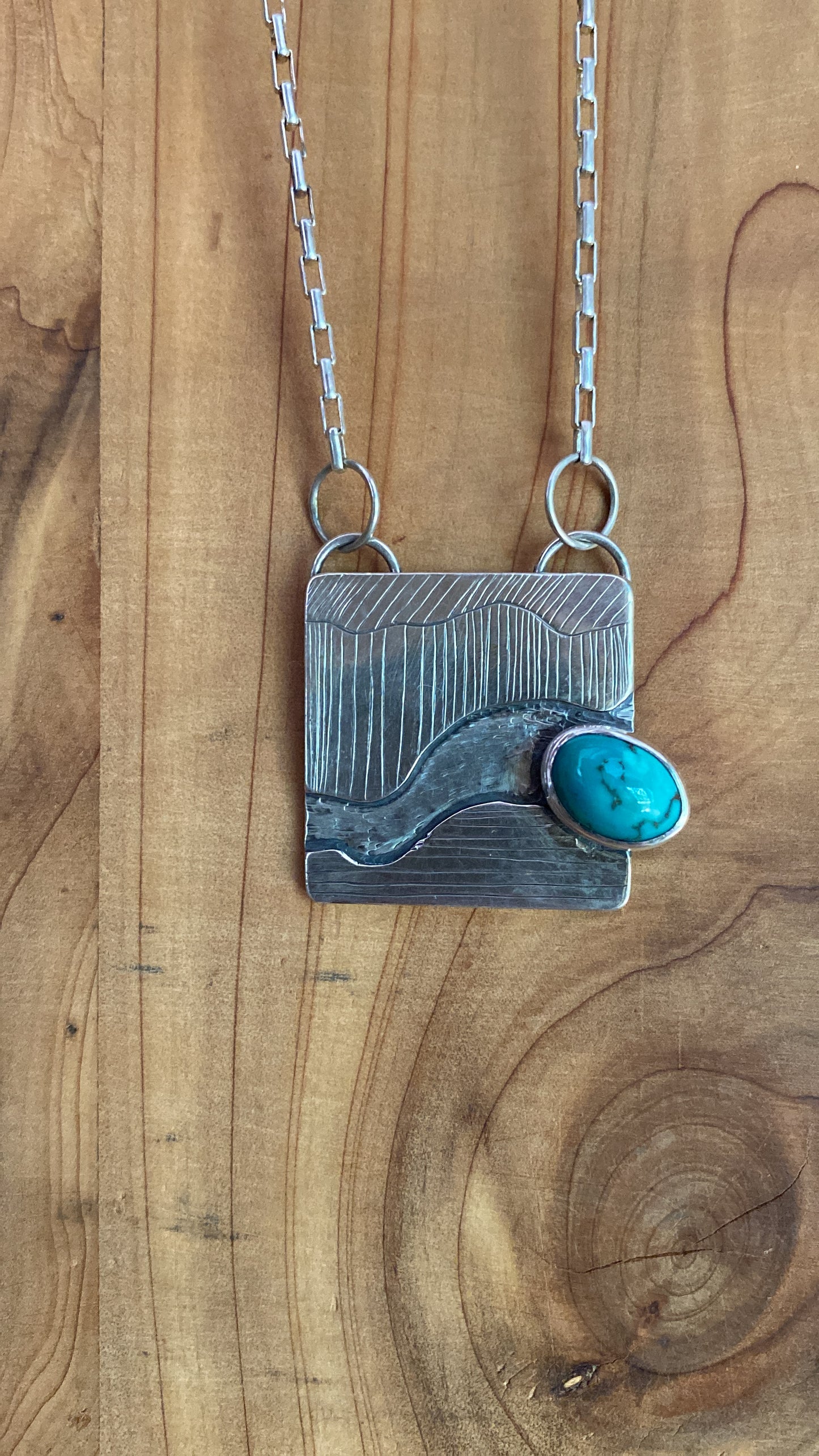 Lines of a Canyon: A Sterling Silver and Turquoise Necklace