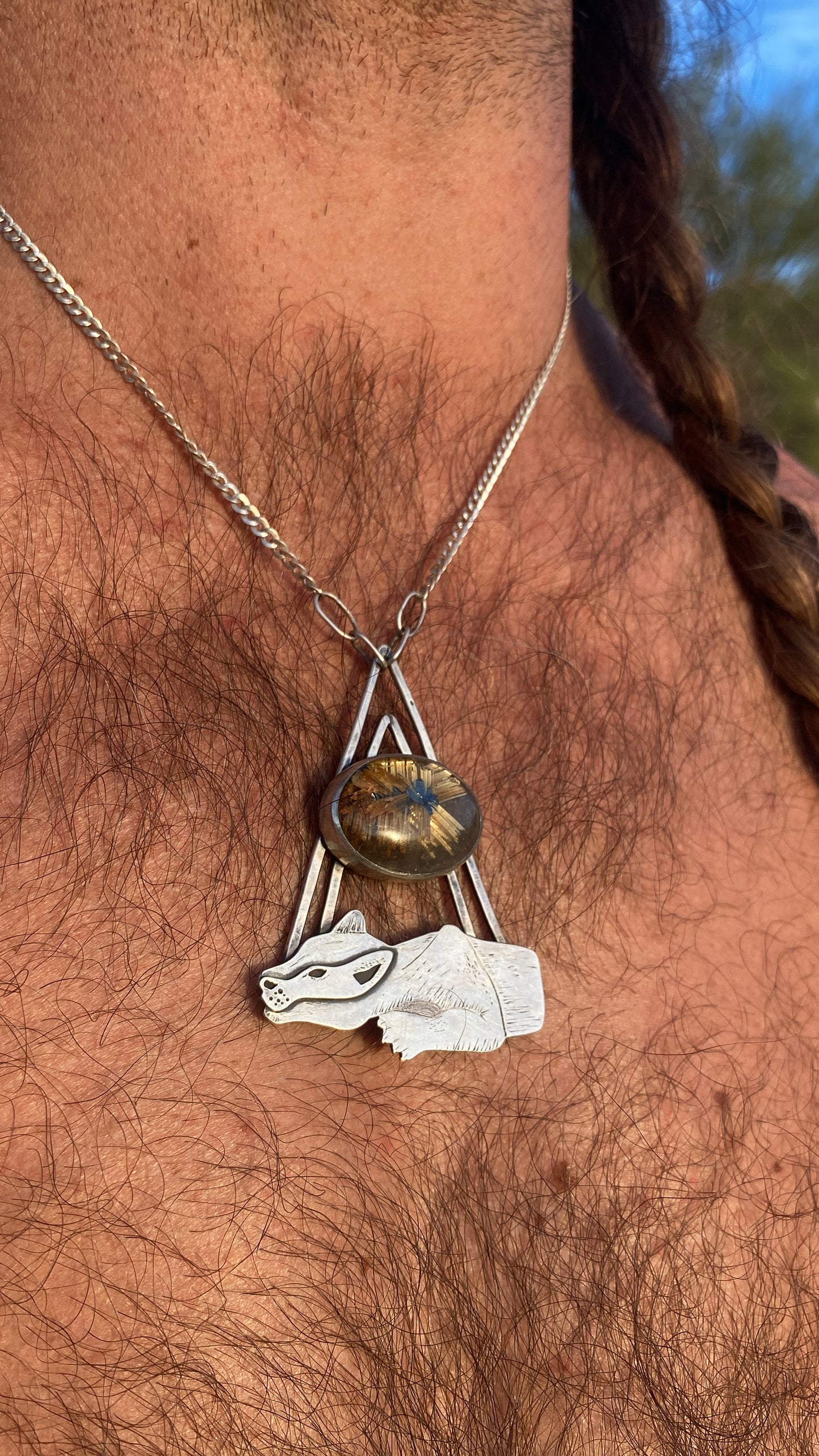 Truth Stalking Lion: Rutilated Quartz Necklace