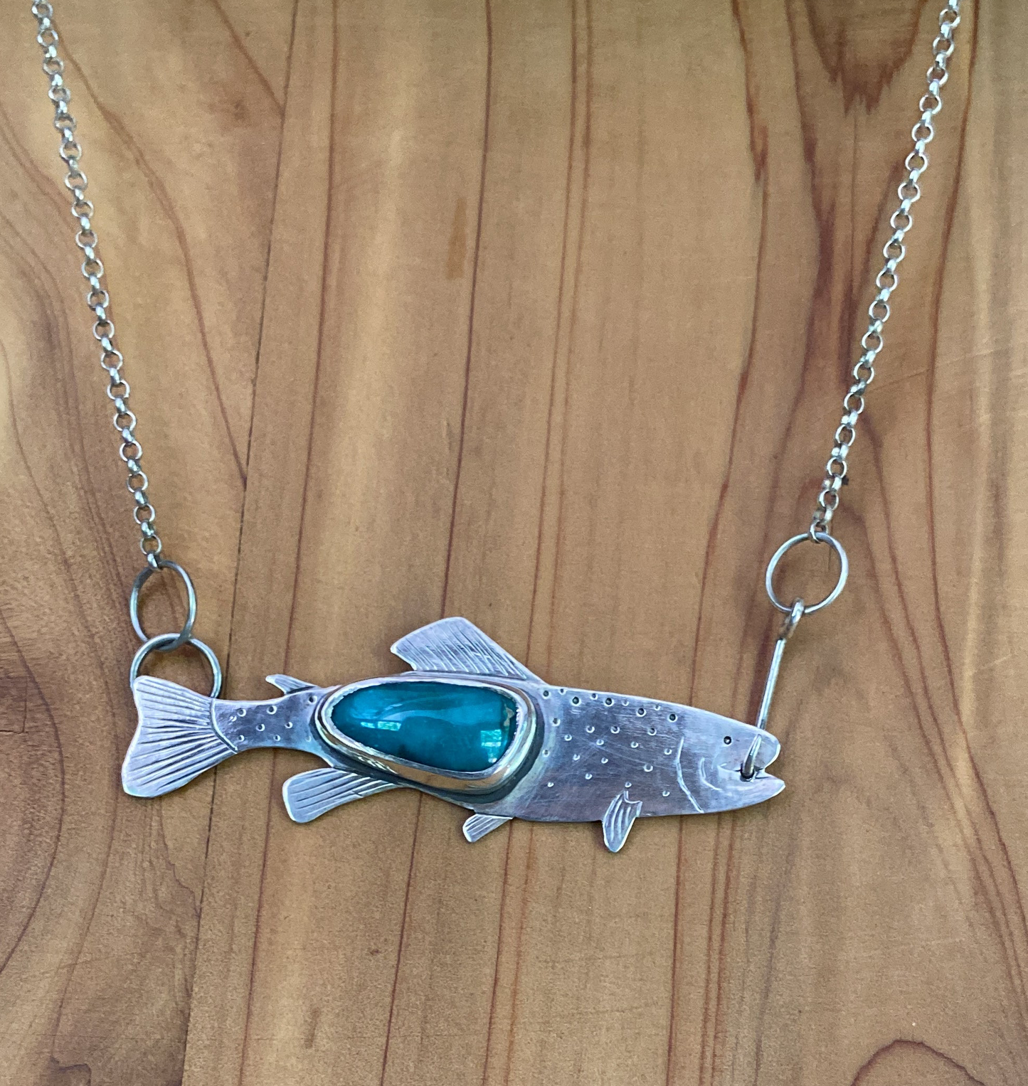 Catching Trout & Turquoise Necklace