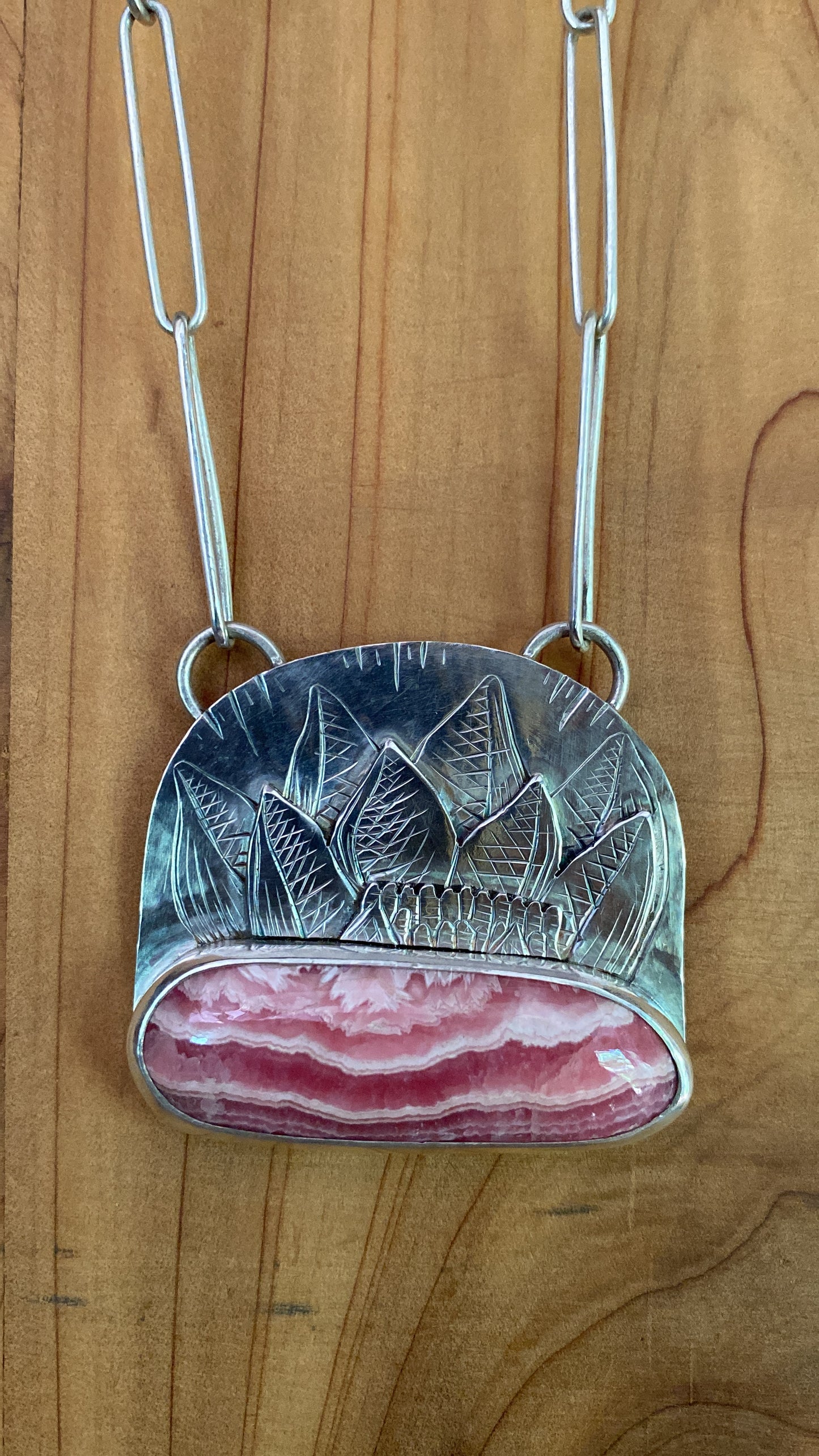Rhodochrosite Field of Love Lotus Bloom Necklace