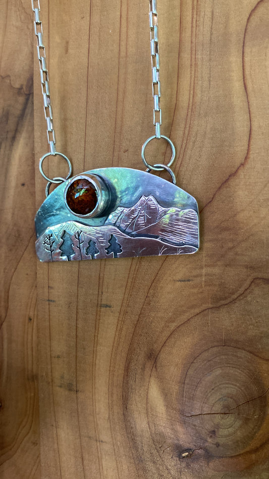 Mountains, Trees, Fire Agate, Free