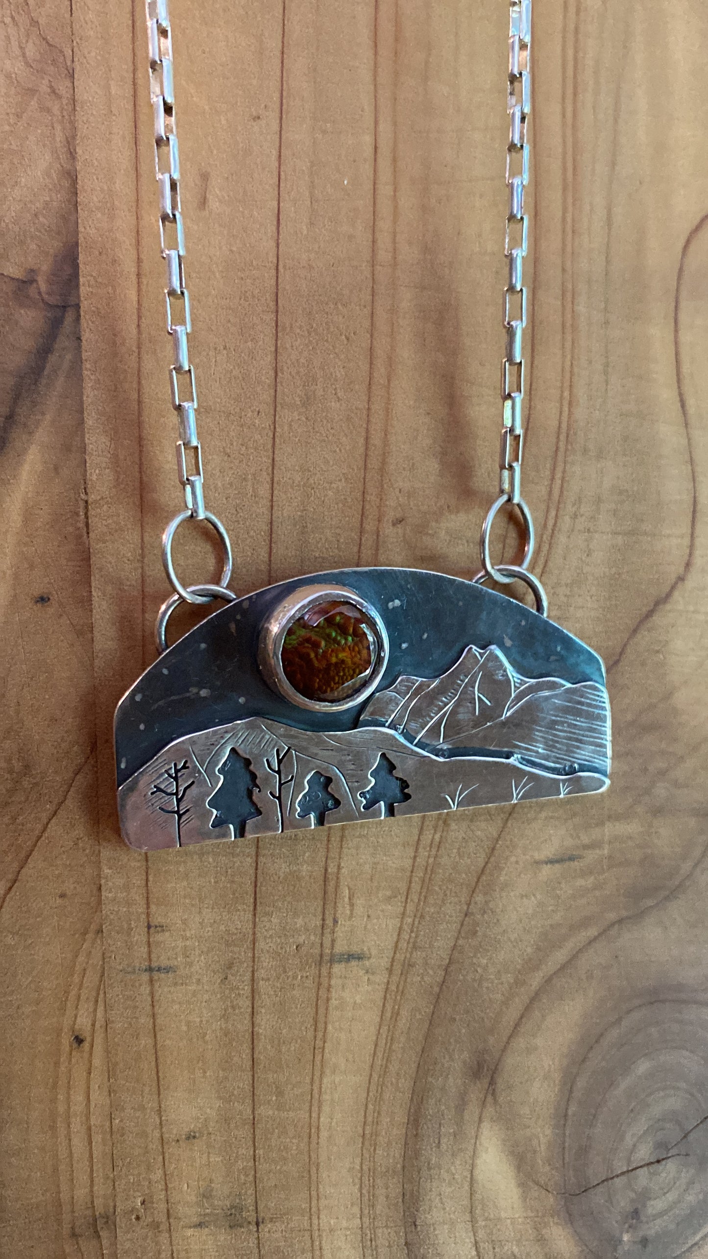 Mountains, Trees, Fire Agate, Free