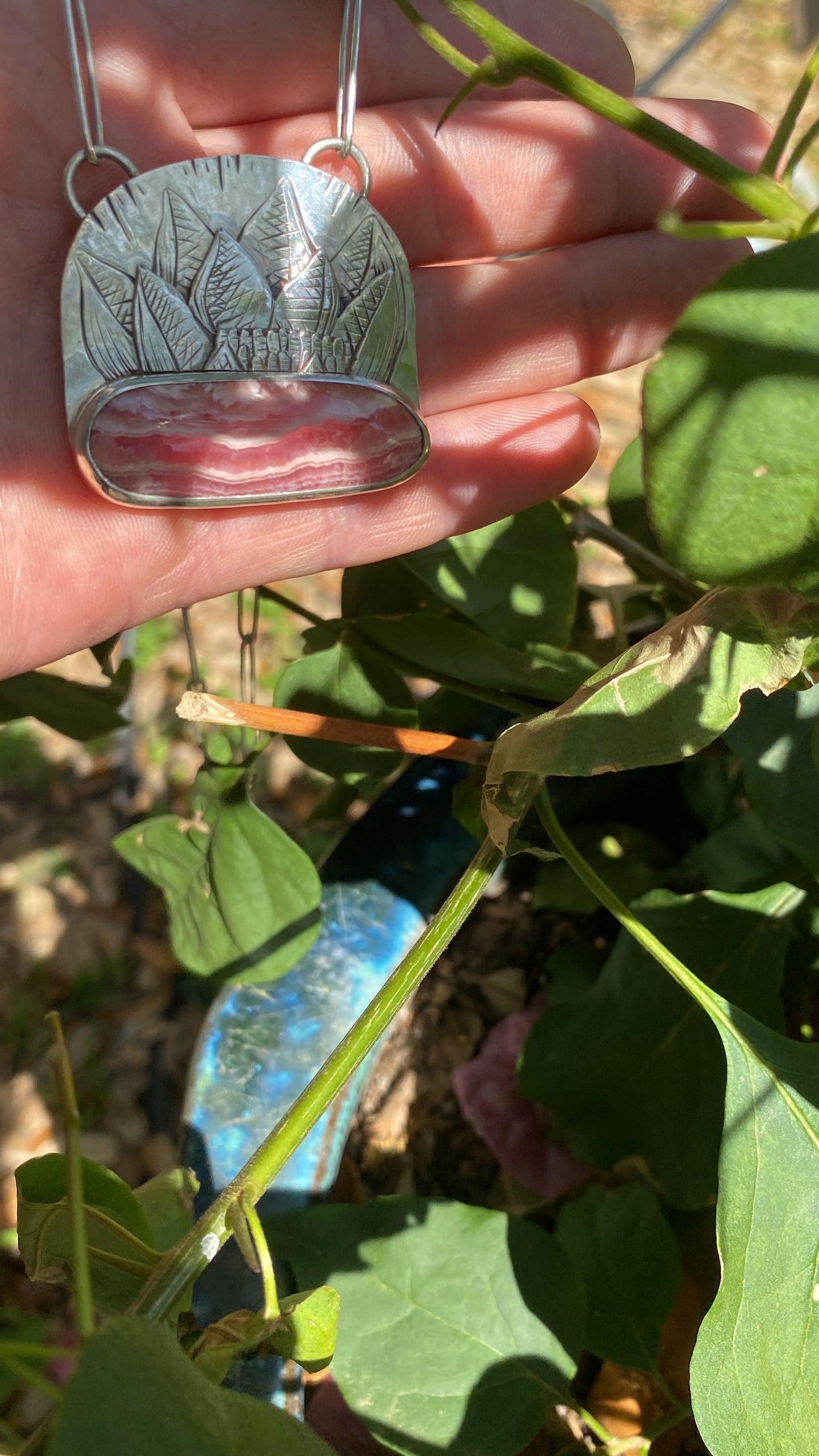 Rhodochrosite Field of Love Lotus Bloom Necklace