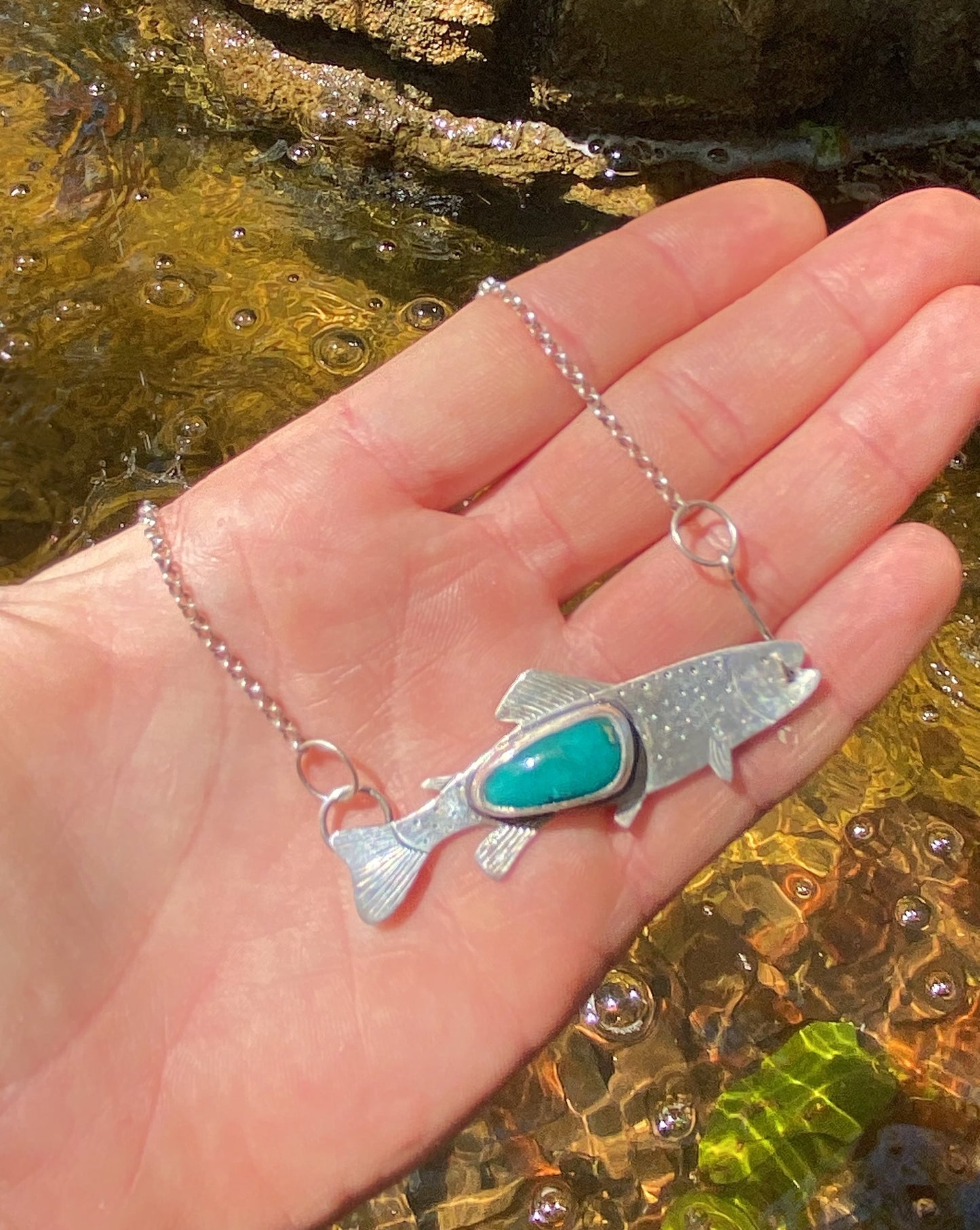 Catching Trout & Turquoise Necklace