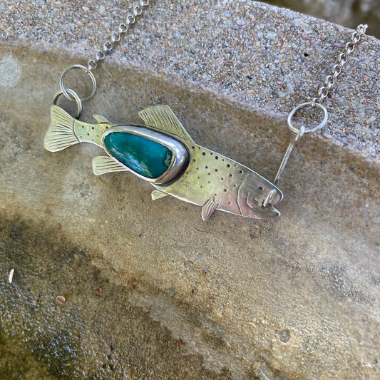 Catching Trout & Turquoise Necklace