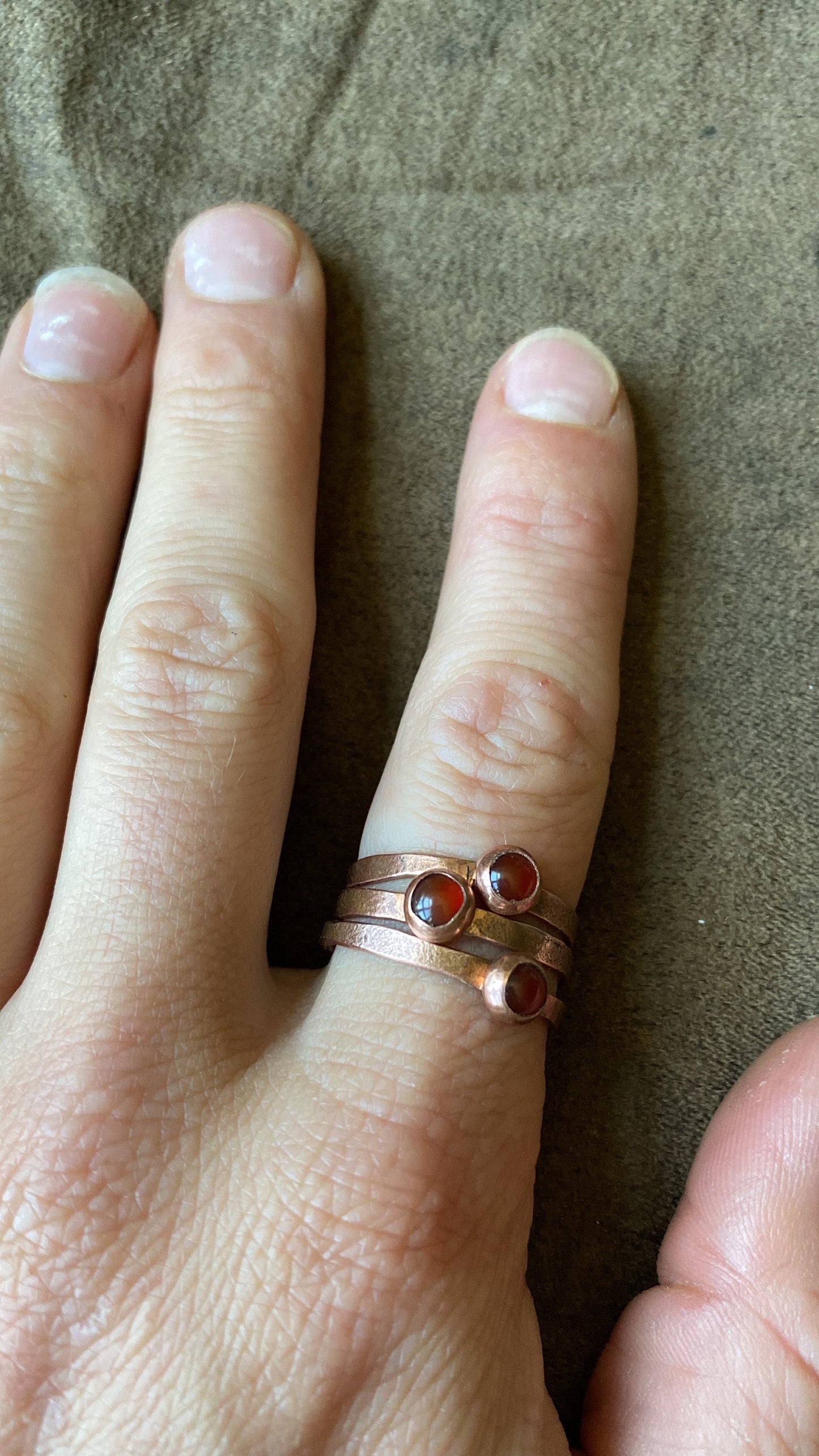 Carnelian Copper Band Ring